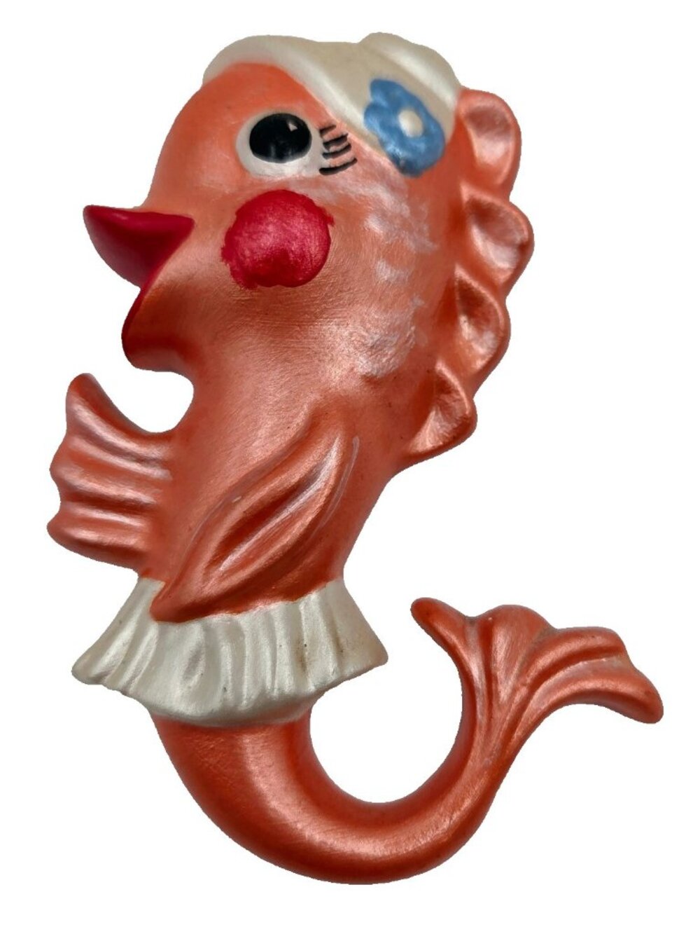 Vintage Chalkware Fish Wall Décor MCM Orange Read